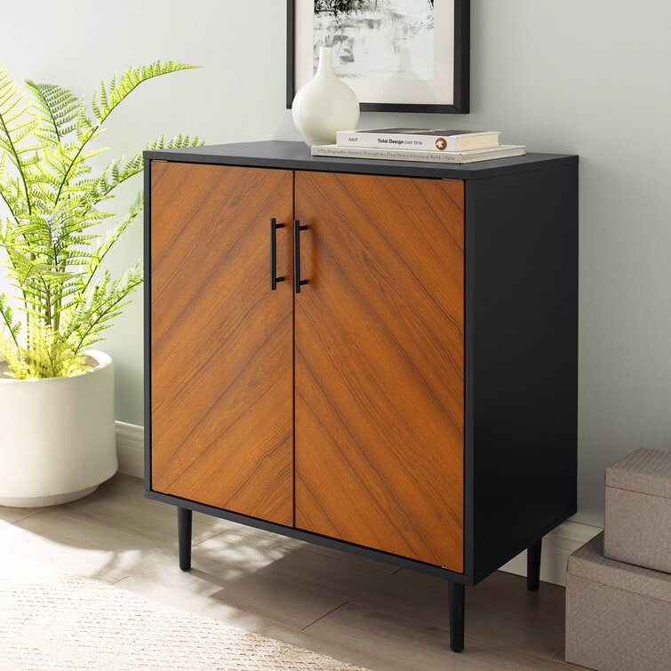 Black brown wood grain side cabinet
